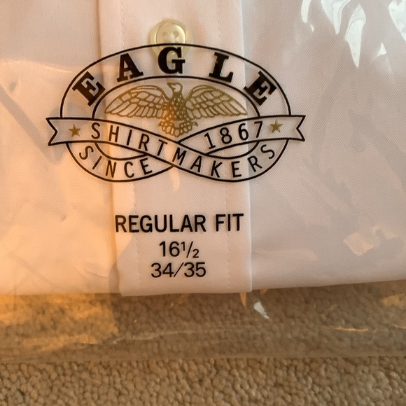 Men’s Non-Iron Regular Fit Eagle white dress shirt size 16 1/2 34/35 - Picture 3 of 4